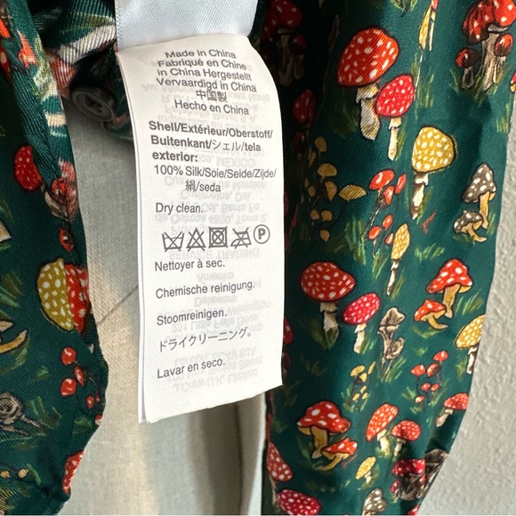 J. Crew Collection silk-twill ruffle-collar top in mushroom floral 406 - Picture 3 of 4